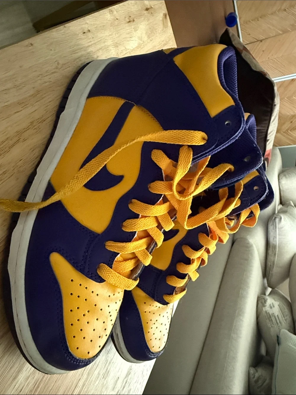 Nike High-Top Sneakers in Purple & Yellow